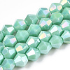 Opaque Solid Color Electroplate Glass Beads Strands EGLA-A039-P6mm-B20-1