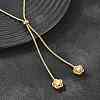 Adjustable 304 Stainless Steel Crystal Rhinestone Flower Round Snake Chain Lariat Necklaces for Women SA-D001-02G-1