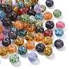 100Pcs Crackle & Baking Paint Transparent Glass Beads GLAA-CJ0003-03-8