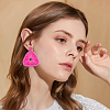 FIBLOOM 3 Pairs 3 Colors Raffia Grass Braided Triangle Dangle Stud Earrings for Women EJEW-FI0002-28-7