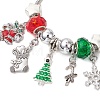 Christmas Theme Glass & Alloy European Beads Bracelets for Women BJEW-JB11198-03-3