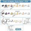 Unicraftale 30Pcs 15 Styles 304 Stainless Steel Stud Earring Findings STAS-UN0048-90-3
