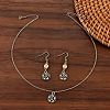 Zinc Alloy Imitation Pearl Flower Dangle Earrings & Pendant Necklaces Sets for Women WG42FFC-01-2