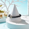 Natural Lava Rock Stretch Bracelet with Tree of Life BJEW-JB07692-2