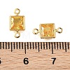 SHEGRACE Brass Pave Cubic Zirconia Square Connector Charms XGRQ2O088-440D-G-3