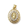 Brass Micro Pave Cubic Zirconia Pendants KK-C090-35G-02-1