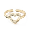 Clear Cubic Zirconia Hollow Out Heart Open Cuff Ring RJEW-I094-03G-2