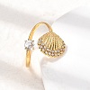 304 Stainless Steel Micro Pave Cubic Zirconia Cuff Open Rings RJEW-Z130-01G-03-2