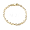 Horse Eye Brass Micro Pave Clear Cubic Zirconia Link Chain Bracelets for Women BJEW-C156-07B-G-4