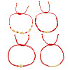 Faux Pearl & Brass & Glass Braided Bead Bracelet Sets WG4426-13-1