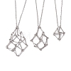 3 Pcs 201 Stainless Steel Crystal Stone Cage Pendant Necklaces NJEW-JN04750-1