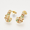 Brass Cubic Zirconia Pendants & Stud Earrings & Adjustable Rings Jewelry Sets SJEW-S043-14-4