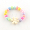 Flower Acrylic Pendant Necklaces and Stretch Bracelets Jewelry Sets X-SJEW-R048-05-6