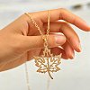 Alloy Hollow Out Maple Leaf Pendant Cable Chain Necklaces for Women WG239E5-01-3