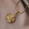 304 Stainless Steel Enamel with Imitation Pearl Flower Pendant Necklaces for Women ZA2839-2-4