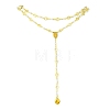 Brass & Round Glass Double Layer Necklaces NJEW-JN04989-1