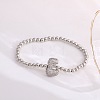 Brass Micro Pave Clear Cubic Zirconia Beaded Stretch Bracelets for Women FS-WG5260F-05-1