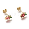 Brass Stud Earrings X-ZIRC-I051-05G-1