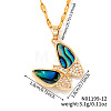 Brass Pave Paua Shell & Crystal Rhinestone Butterfly Pendant Dapped Chain Necklace for Women VR6258-2-1