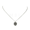 Round Natural Lava Rock Spring Wire Bead Cage Pendant 304 Stainless Steel Cable Chain Necklaces for Women NJEW-JN06159-3