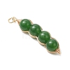 2Pcs 2 Styles Natural Dyed Taiwan Jade Copper Wire Wrapped Pendants PALLOY-JF05057-4