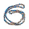 Half Plated Electroplate Transparent Glass Beads Strands EGLA-G037-09A-HP01-2