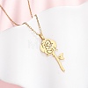 304 Stainless Steel Rose Flower Pendant Cable Chain Necklaces for Men Women NJEW-K308-05C-G-1