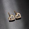 Brass Micro Pave Cubic Zirconia Stud Earrings for Women EJEW-F418-21G-2