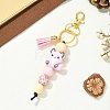 Fox Silicone with Faux Suede Tassel Pendant Decorations HJEW-YW00451-04-4