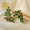 Shiny and Simple Fashion Brass Leaf Stud Earrings YK8421-2-1