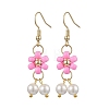 Shell Pearl Beads & Glass Seed Dangle Earrings EJEW-MZ00310-06-2