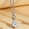Brass Pave Clear Cubic Zirconia Teardrop Pendant Necklaces for Women WGBD698-04-1