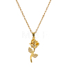 Elegant Brass Crystal Rhinestone Rose Pendant Necklaces FB5748-4