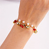 Alloy Enamel & Plastic Pearl & Heart CCB Plastic & Glass Charm Bracelets for Women FS-WG6C398-03-3