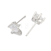 Brass Micro Pave Clear Cubic Zirconia Stud Earring Findings KK-Z099-02P-04-2