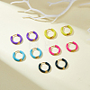 5 Pairs 5 Color 316 Stainless Steel Enamel Ring Hoop Earrings EJEW-DC0001-39B-5
