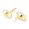 Brass Glass Huggie Hoop Earrings RJEW-J100-02G-4