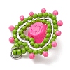 Glass Seed Beaded Heart with Rose Pendants PALLOY-MZ01030-04-4