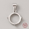 Rhodium Plated 925 Sterling Silver Open Back Bezel Pendant Cabochon Settings STER-WH0004-018C-1