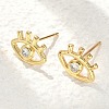 Brass Micro Clear Cubic Zirconia Eye Stud Earrings EJEW-S252-02G-2