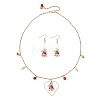 Christmas Bell Alloy Enamel Pendant Necklace & Dangle Earrings Sets SJEW-JS01344-2