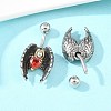 316 Stainless Steel Pave Red Cubic Zirconia Curved Barbell Dangle Belly Rings AJEW-C044-03-2