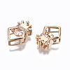 Brass Micro Pave Clear Cubic Zirconia Slide Charms GLAA-S193-020-3