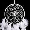 Handmade Round Leather Woven Net/Web with Feather Wall Hanging Decoration HJEW-G015-07-3
