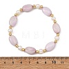 Natural Kunzite & Cultured Freshwater Pearl & Brass Beaded Strtetch Bracelets for Women BJEW-JB14124-02-3