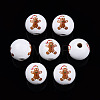 Painted Natural Wood Beads WOOD-N006-187-3