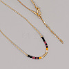 Bohemian Glass Beaded Brass Boston Link Chain Necklaces for Women Elegant Daily Jewelry CD0318-1-1