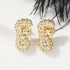 Brass Micro Pave Cubic Zirconia Stud Earrings EJEW-Z091-04G-F-5