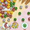 100Pcs 4 Styles Sport Theme Printed Wood European Beads WOOD-SZ0001-31-3