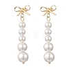 Shell Pearl Bowknot with Round Tassel Stud Earrings EJEW-JE06849-2